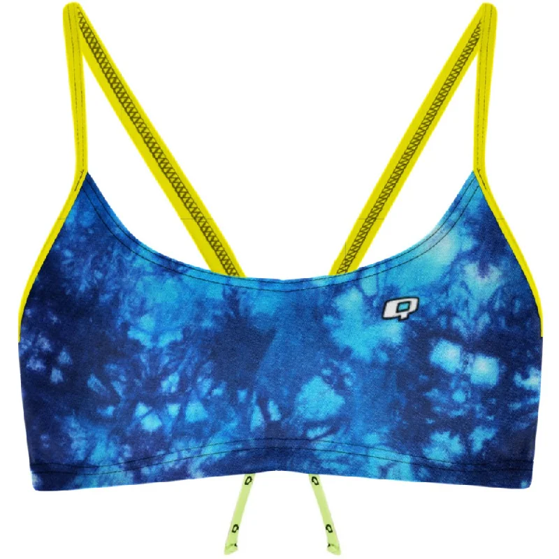 Bikini women swimwear with adjustable straps for a customized fitTie Dye Blue Bandeau Bikini Top