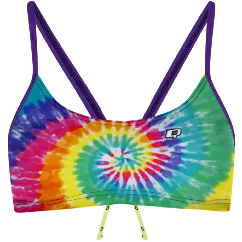 Long - sleeve women swimwear for extra sun protection and modestyTie Dye Colors Bandeau Bikini Top