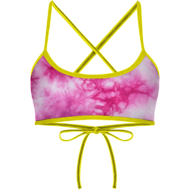 Maternity women swimwear for expecting mothers to enjoy the water comfortablyTie Dye Pink  Ciara Tieback Bikini Top